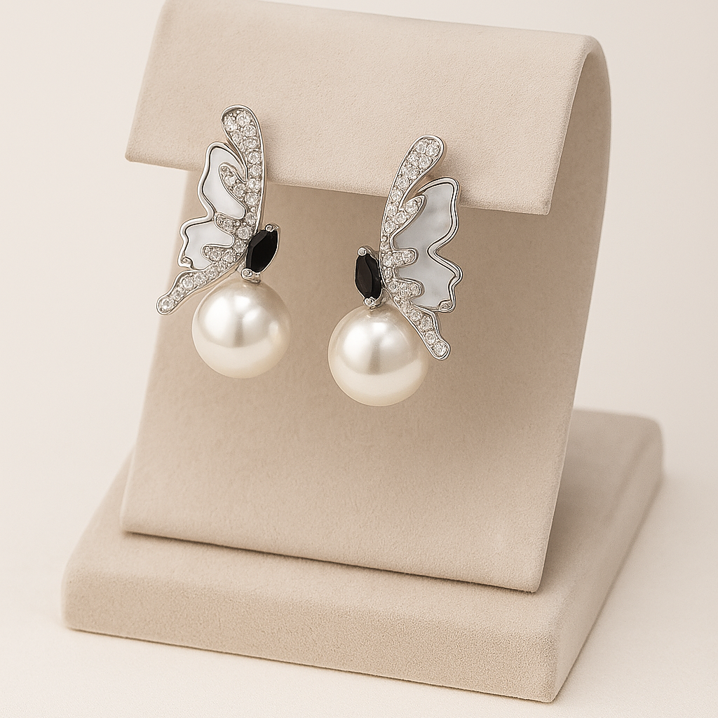 Butterfly Pearl Drop Earrings