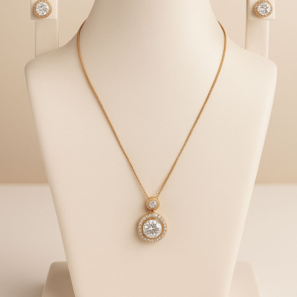 Elegant Gold-Tone Necklace and Earring Set