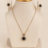 Black Stone Pendant Necklace and Earring Set