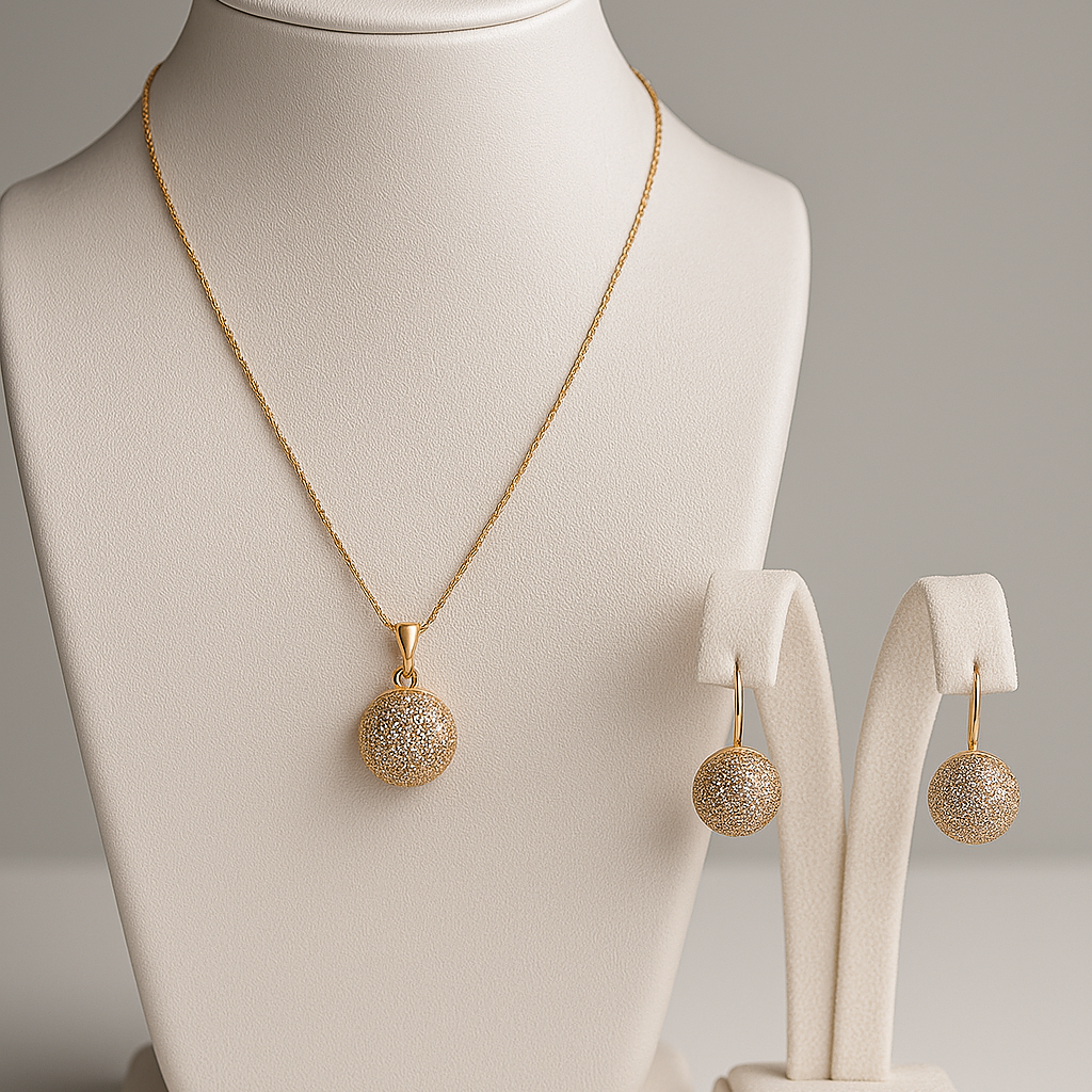 Gold crystal ball jewelry set