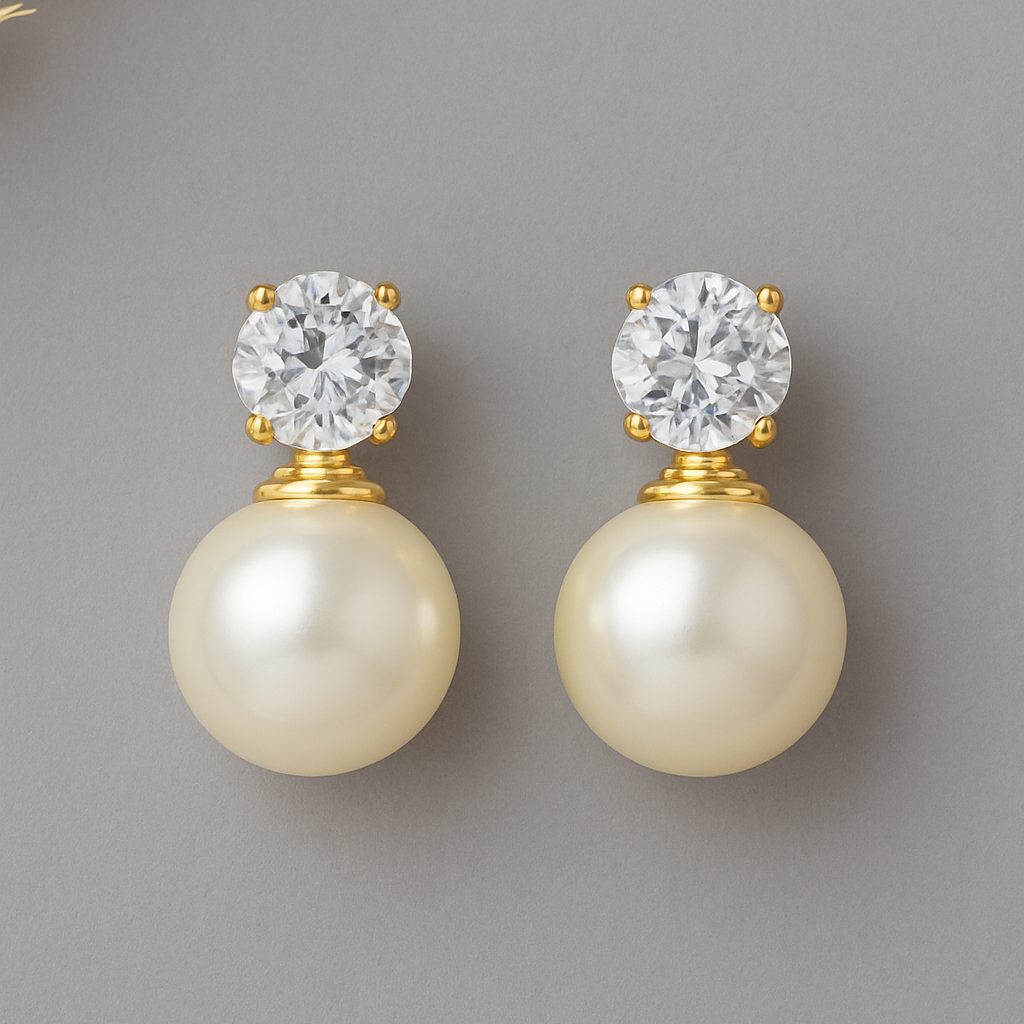 Pearl & Stone Stud Earrings