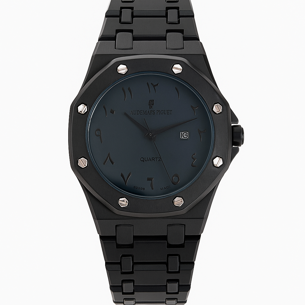 Audemars Piguet Black Arabic Dial Quartz Watch – Luxury Stainless Steel Timepiece