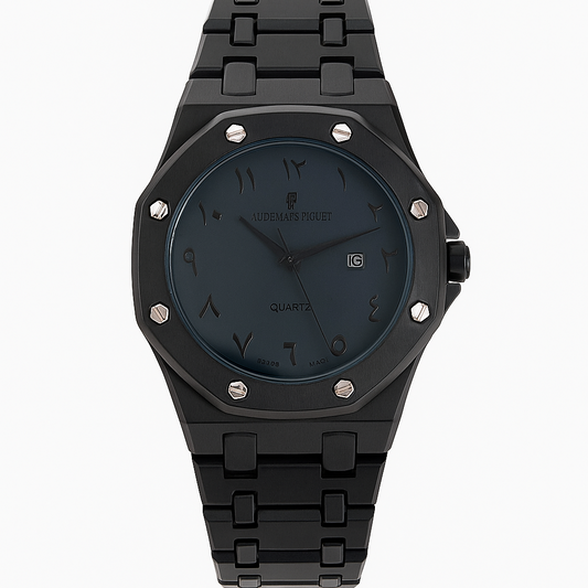 Audemars Piguet Black Arabic Dial Quartz Watch – Luxury Stainless Steel Timepiece