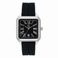 True Worth Classic Square Black Dial Watch – Stainless Steel Case & Silicone Strap