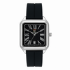 True Worth Classic Square Black Dial Watch – Stainless Steel Case & Silicone Strap