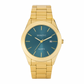 Moment Gold Stainless Steel Quartz Watch – Blue Dial, Date Display