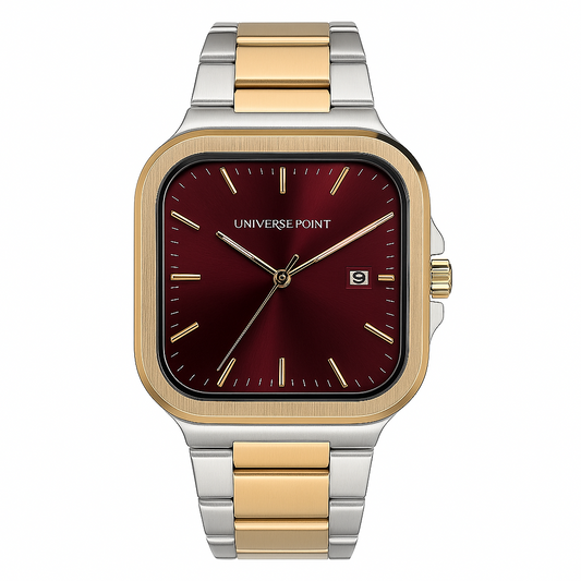 Universe Point Brown Square Dial Watch – Stainless Steel, Date, Water Resistant