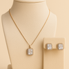 Elegant Square-Cut Crystal Necklace &amp; Earrings Set