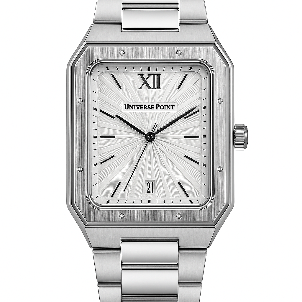 Universe Point Silver Rectangular Men’s Watch