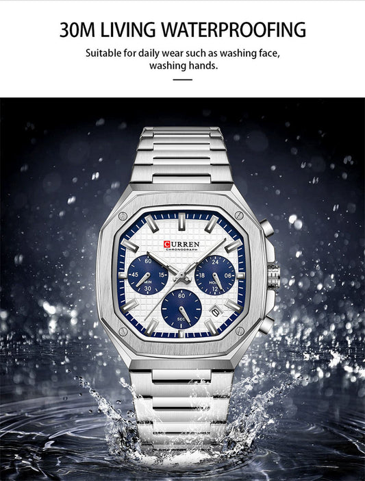 CURREN Mens Stainless Steel Strap Sport Multifunction Chronograph Original Classic Quartz