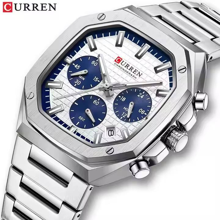 CURREN Mens Stainless Steel Strap Sport Multifunction Chronograph Original Classic Quartz