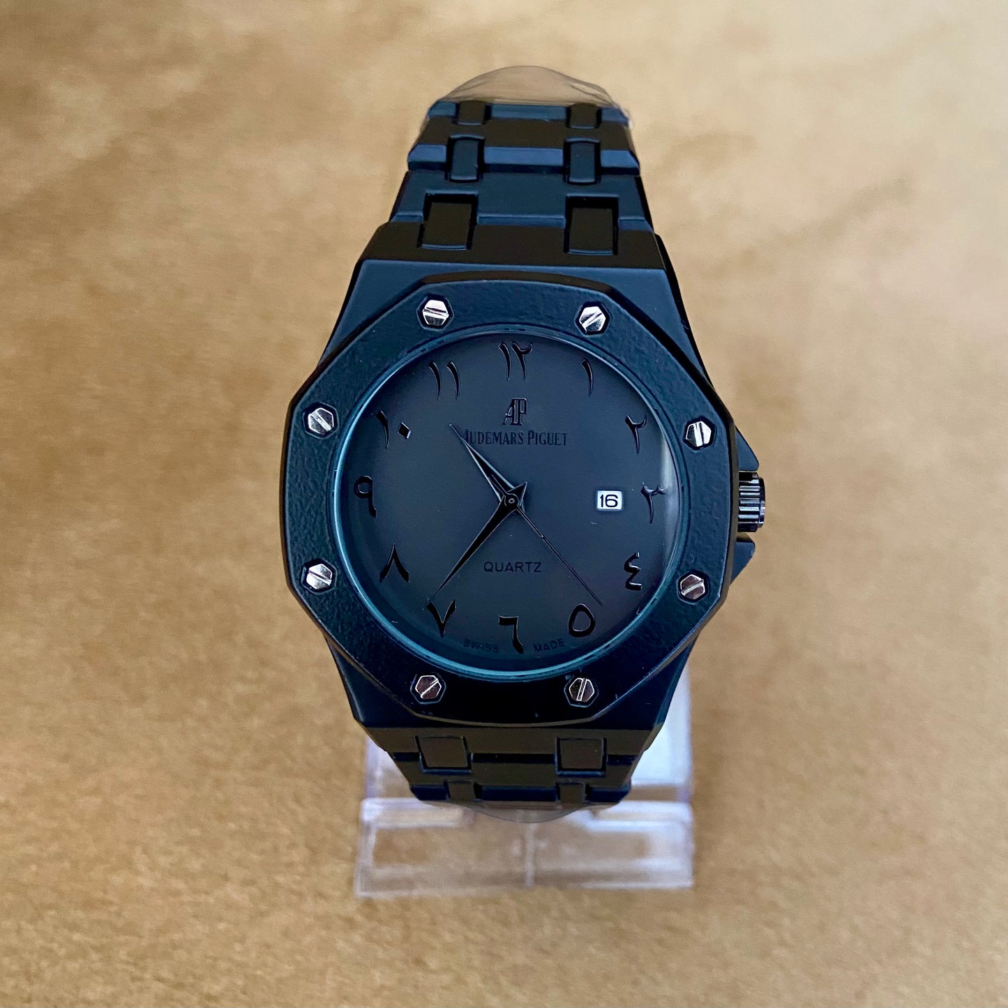 Audemars Piguet Black Arabic Dial Quartz Watch – Luxury Stainless Steel Timepiece