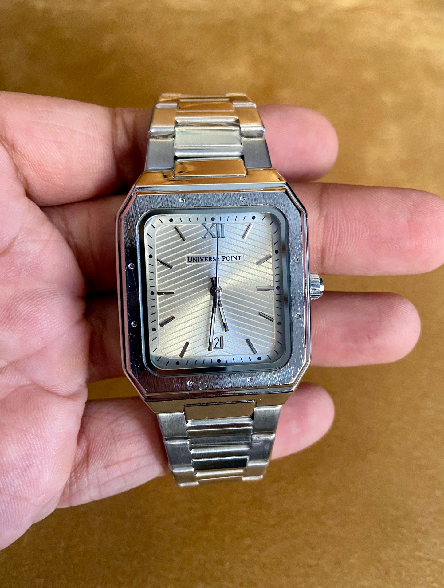 Universe Point Silver Rectangular Men’s Watch