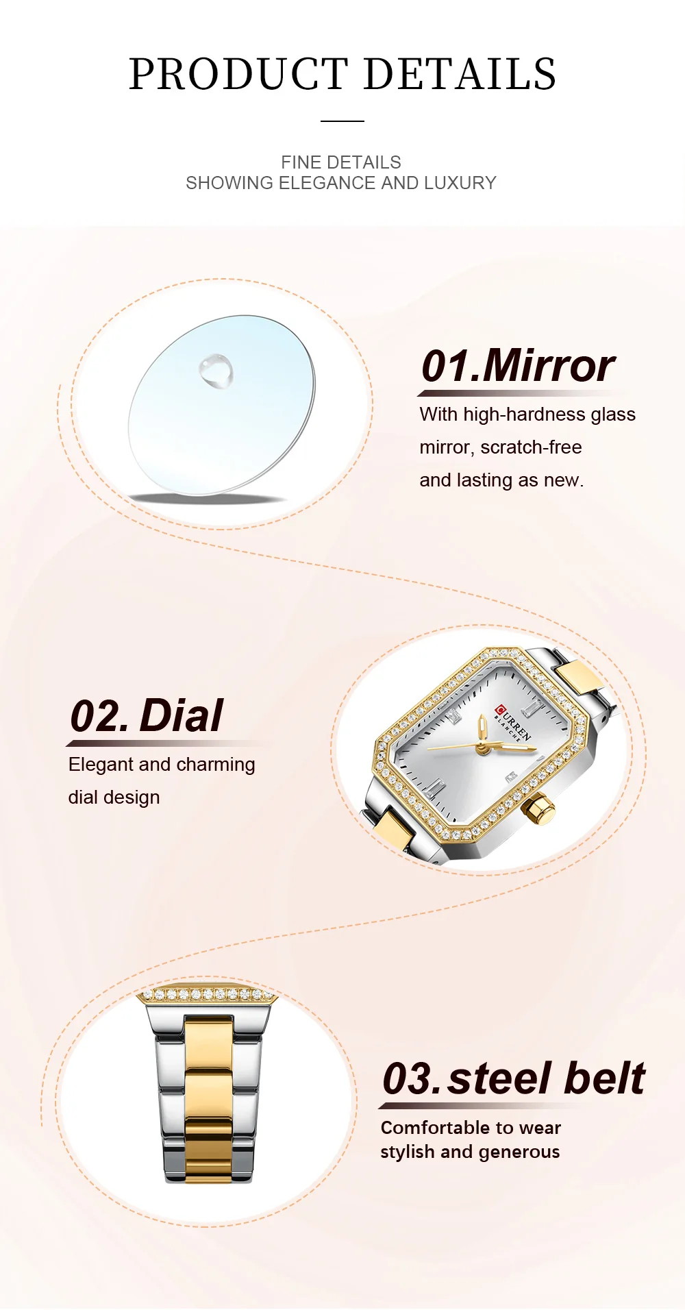 CURREN 9102 Women’s Stainless Steel Watch – Elegant Design, Everyday Sophistication